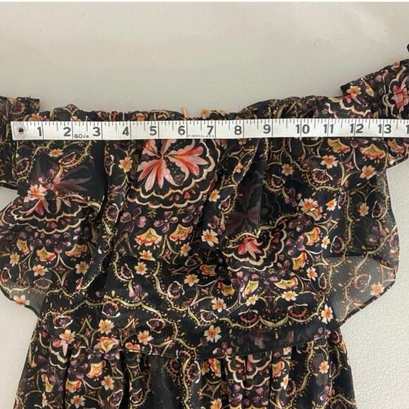 Misa Los Angeles Black Multi Floral Off-the-Shoulder Ruffle Midi Micaela Dress - Picture 9 of 12